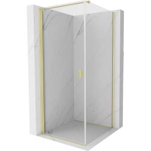 Mexen Mist-B сгъваема душ кабина 95 x 95 см, прозрачна, злато четкано - 8A2T-095-095-55-00 (8A2T-095-095-55-00)