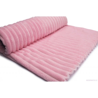Látka mínky proužky, 300 g/m², šíře 160 cm, metráž, světle růžová