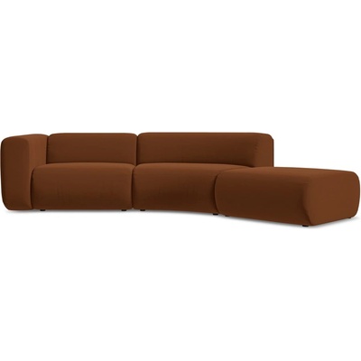 makamii Оранжев/кафяв кадифен шезлонг (десен ъгъл) Ekahi - Makamii (EKAHI_4SOR_3_P1_C12)