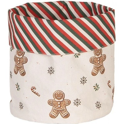 Béžový textilní košík na pečivo s vánočními perníčky Classic Gingerbread Magic – 15x16 cm