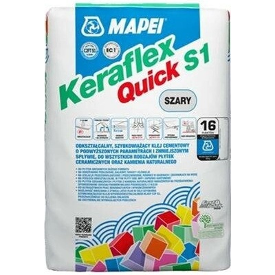 MAPEI Keraflex Quick S1 rychletvrdnoucí cementové lepidlo na dlažbu a obklad 23 kg Šedá