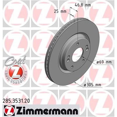 ZIMMERMANN Brzdový kotúč 285353120