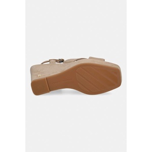 Tommy Hilfiger сандали със скосена пларформа велур SUEDE WRAPPED HIGH WEDGE (FW0FW09218)