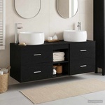 vidaXL Комплект мебели за баня 3 бр. Черно 49, 5 x 44, 5 x 66 см (3405924)