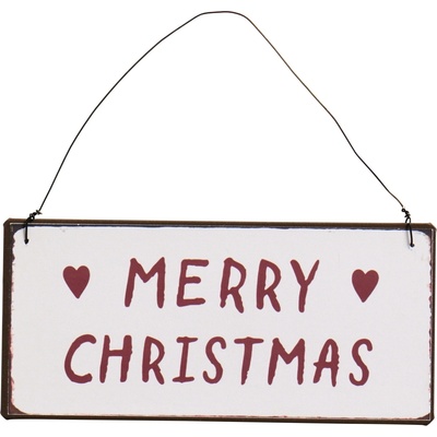 Ib Laursen Závěsná plechová cedulka Merry Christmas, červená barva, kov