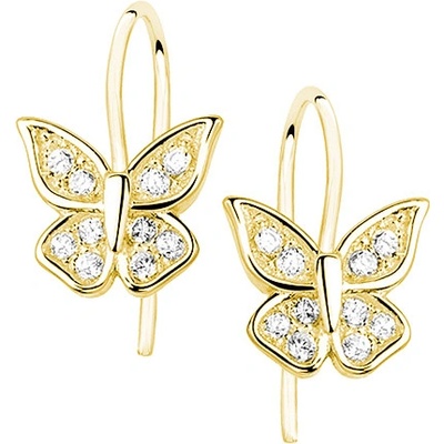 Lunica stříbrné motýlí náušnice GOLD 0117