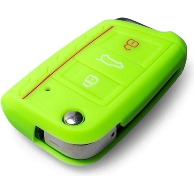 Kľúčenka Ochranné silikónové puzdro na kľúč pre VWSeatŠkoda novšia generácia, s vystreľovacím kľúčom, zelená
