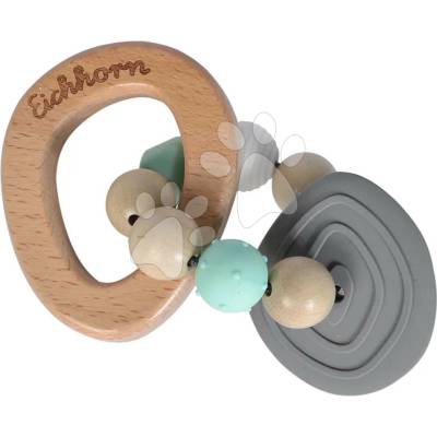 Eichhorn Drevená hrkálka Baby Pure Grasping Toy so silikónovým krúžkom od 3 mes