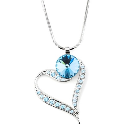 JSB Swarovski vykládané srdce modré s křišťálem 3696