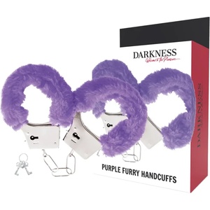  Метални белезници с пух, романтични игри - Darkness Handcuffs Purple (D-221225)