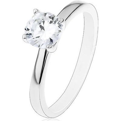 Šperky Eshop zásnubní prsten ze stříbra 925 vyvýšený kulatý zirkon čiré barvy J17.16