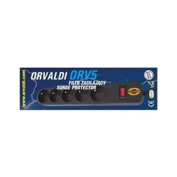ORVALDI Удължител, Orvaldi, 5 гнезда, 1, 5 м, черен