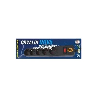 ORVALDI Удължител, Orvaldi, 5 гнезда, 1, 5 м, черен
