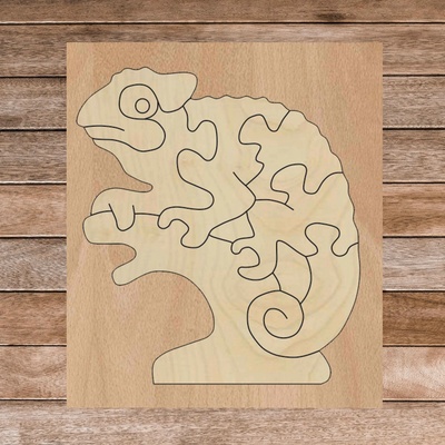 Sentop H014-A Dvojfarebná drevená montessori vkladačka pre deti 3D puzzle - CHAMELEÓN TOPOĽ | Rozmer 30 x 30 cm 4131-63625 H014-A