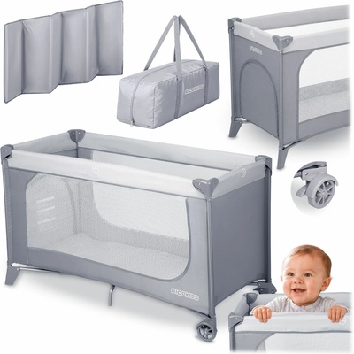 Ricokids Cestovní postýlka 125 x 65 x 78 cm RK-240 šedá