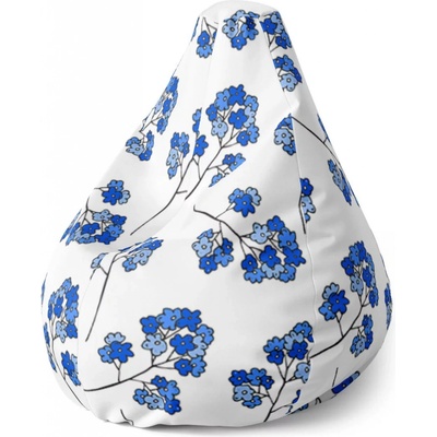 Sablio Sedací vak Pear Modré kvítí Sablio 70 x 95 x 15 cm