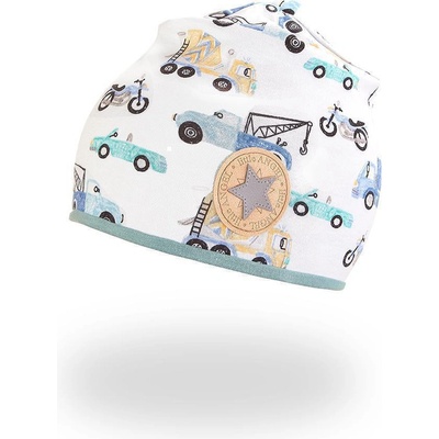 Little Angel Čiapka podšitá Outlast® sv.mentol auta/tm.lišajník