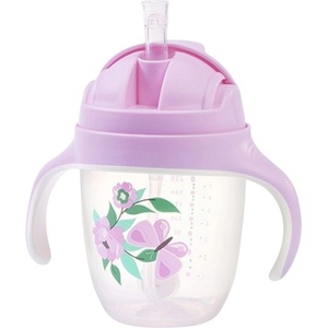BabyOno Неразливаща се чаша със сламка Babyono - Be Active, 240 ml, Pink (5901435415047)