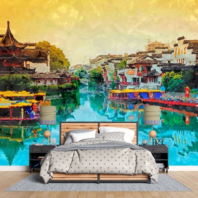 Art Gift Decor Фототапет Къщи край реката