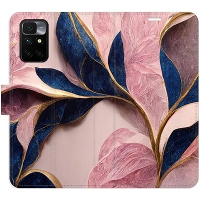 iSaprio flip Pink Leaves Xiaomi Redmi 10