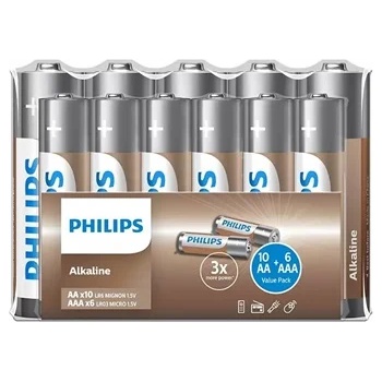 Philips LR036A16F/10 ELEM ALKALI XXL 10бр. AA и 6бр. AAA (LR036A16F/10)