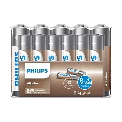 Philips LR036A16F/10 ELEM ALKALI XXL 10бр. AA и 6бр. AAA (LR036A16F/10)