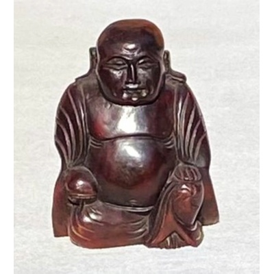 Hotei 21 cm (smějící se, veselý, šťastný, happy Buddha) - dřevěná soška