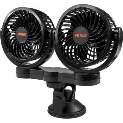 Amio Ventilátor do auta s přísavkou 12 V, dvojitý