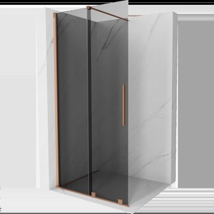 Mexen Velar плъзгаща се душ стена Walk-in 75 x 200 cm, графит 8 mm, четкана мед - 871-075-000-43-65 (871-075-000-43-65)