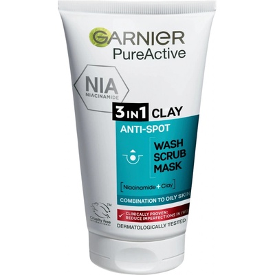 Garnier čistiace gél peeling a maska proti nedokonalostem 3 v 1 Pure 150 ml