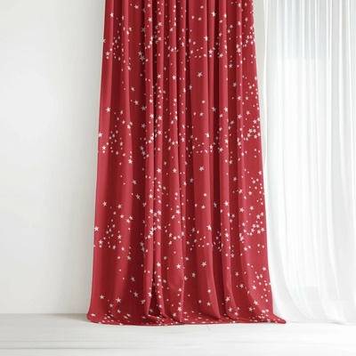 Goldea vánoční závěs valencia - hvězdičky na červené 160x135 cm