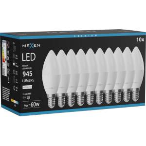 Mexen Nova 10x LED крушка E14, C37, 9W, Неутрална - 4000K, 945 lm - L102-E14-0940-01x10 (L102-E14-0940-01x10)