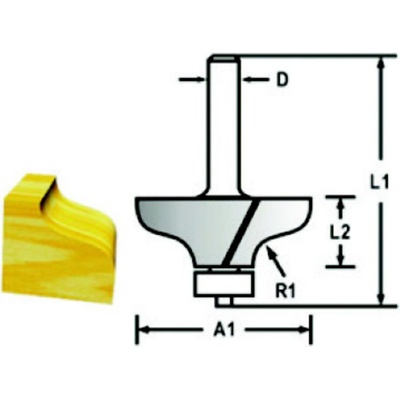 Profilová fréza s ložiskem stopka 8mm, 31,8x12,7x56mm, Makita D-48773