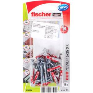 Fischer УНИВЕРСАЛЕН ДЮБЕЛ С ВИНТ Ф5Х25ММ 18 БРОЯ fischer duopower (4048962237054)