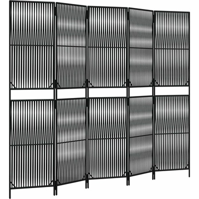 vidaXL Dělicí stěna 245 × 200 cm polyratan černá 5 panelů 365396