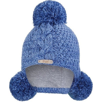 Little Angel čepice pletená bambule Outlast denim melír
