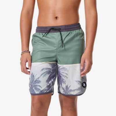 Decathlon Dětské surfařské kraťasy 500 Photopalm FIALOVÁ ZELENÁ