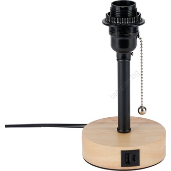 Brilagi - Настолна лампа с USB порт TABLON 1xE27/25W/230V дъб/черен (BG3673)