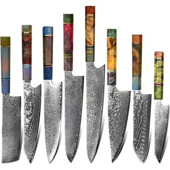 HARAHU Комплект дамаски кухненски ножове yo-37574 - Многоцветен kp37574 (yo-37574)