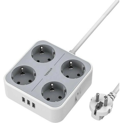 Tessan 4 Plug + 3 USB 1,5 m Switch (TS-302-GR)