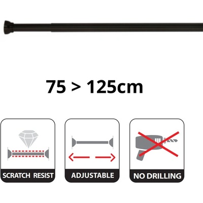 Spirella tyč na sprchový závěs KRETA, bez vrtání, matně černá, hliník, 75 - 125 cm (10.21054)
