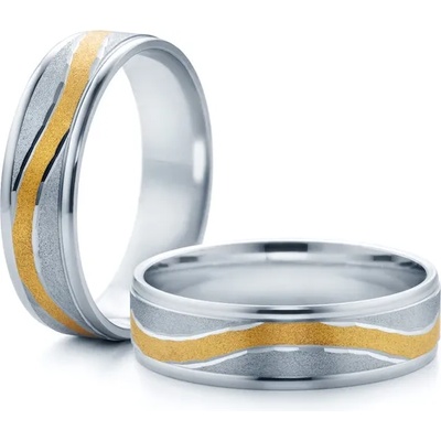 SAVICKI Сватбени халки: двуцветно злато, плоски. 6 мм
