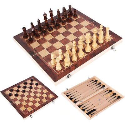 Šachy 3v1 drevené 29x29 cm