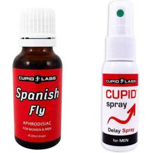 CUPID LABS Задържащ спрей за мъже Cupid Spray и Възбуждащи капки Испанска муха