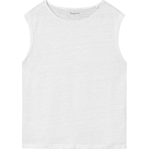 KnowledgeCotton Apparel Дамски топ KnowledgeCotton Apparel Women's Loose Fold Up Linen Top - Bright White - размер XXL (916-4446-0215)