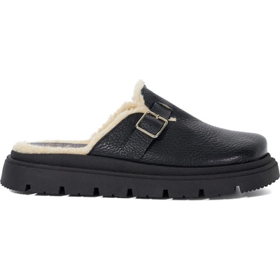 Dune London Чехли Dune London Gene Leather Faux Shearling Lined Clogs - Black
