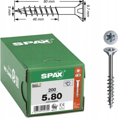 Šrouby do dřeva Spax 0191010500805 5x80 mm 200 kusů