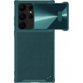 Nillkin CamShield Leather S Case - хибриден удароустойчив кожен кейс за Samsung Galaxy S23 Ultra (зелен)