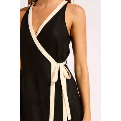 Seafolly рокля със застъпен дизайн от лен Mini Wrap Dress (55589.DR)