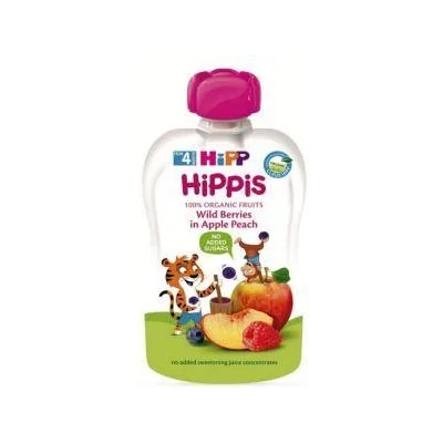 HiPP Био плодова закуска hipp, Горски плод, ябълки, праскови, 100гр, 9062300133773